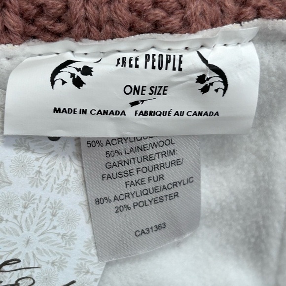 NWT Free People Full Moon Nubby Pom Beanie Rosewood One Size Wool Boho Warm Ski main image 4